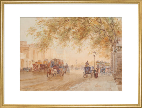 View of Hyde Park Corner with omnibuses and wagons (Art print, Large, Gold)