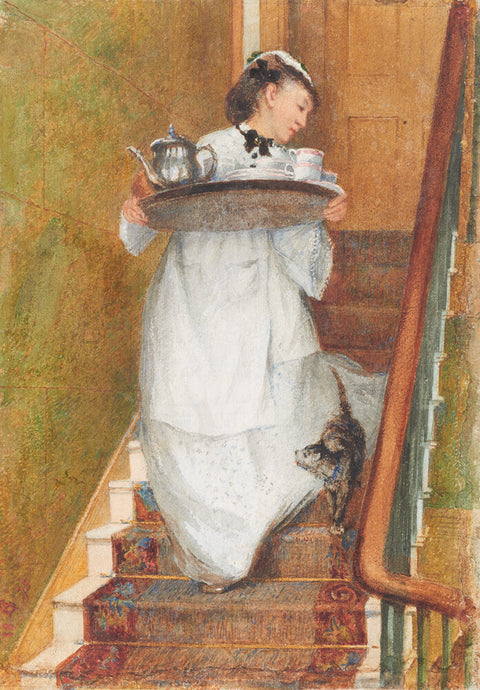 Maidservant carrying breakfast tray