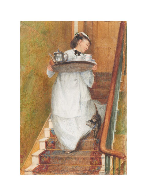 Maidservant carrying breakfast tray (Art print, Extra large, unframed)