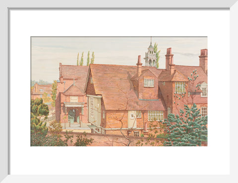 Back of Tabard Inn and Church, from Railway Station (Art print, Small, White)