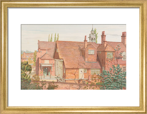 Back of Tabard Inn and Church, from Railway Station (Art print, Small, Gold)