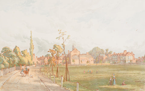 The Church, Tabard Inn and stores from Acton Green