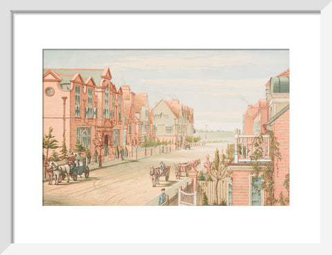 School of Art, Stores and Tabard Inn, Looking West (Art print, Small, White)