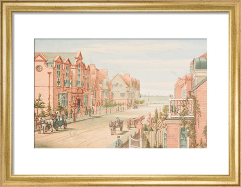 School of Art, Stores and Tabard Inn, Looking West (Art print, Small, Gold)