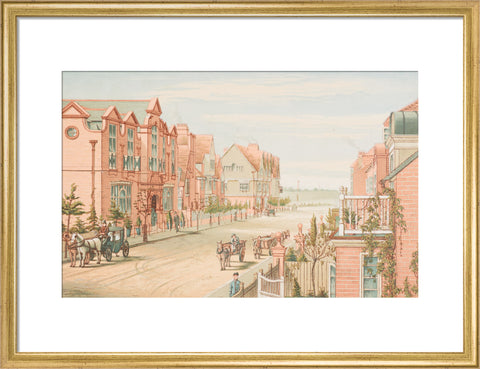 School of Art, Stores and Tabard Inn, Looking West (Art print, Medium, Gold)
