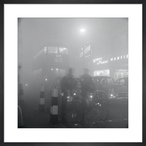 Traffic in smog at night, 1956 (Art print, Medium, Black)