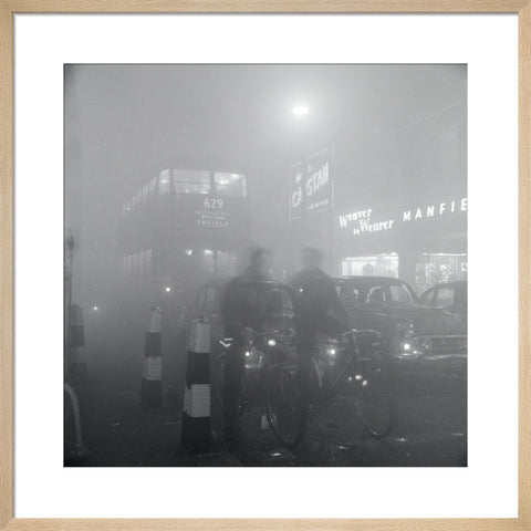 Traffic in smog at night, 1956 (Art print, Medium, Natural)