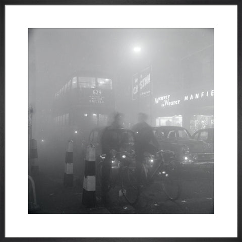 Traffic in smog at night, 1956 (Art print, Large, Black)