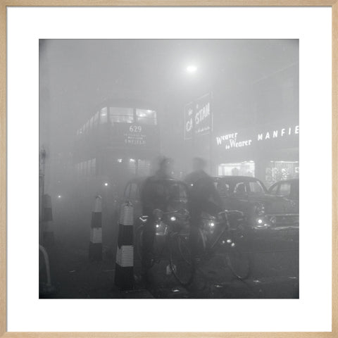 Traffic in smog at night, 1956 (Art print, Large, Natural)