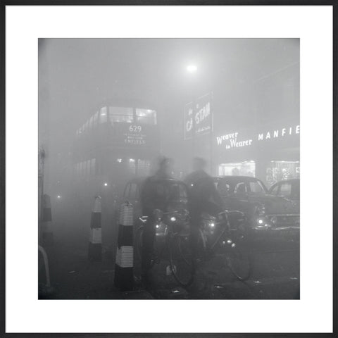 Traffic in smog at night, 1956 (Art print, Extra large, Black)