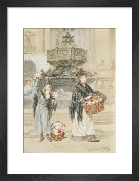 Flower Sellers, Piccadilly Circus, 1908 (Art print, Small, Black)