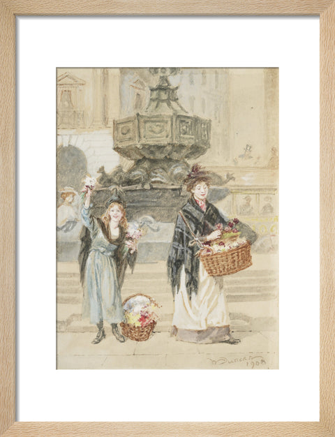 Flower Sellers, Piccadilly Circus, 1908 (Art print, Small, Natural)