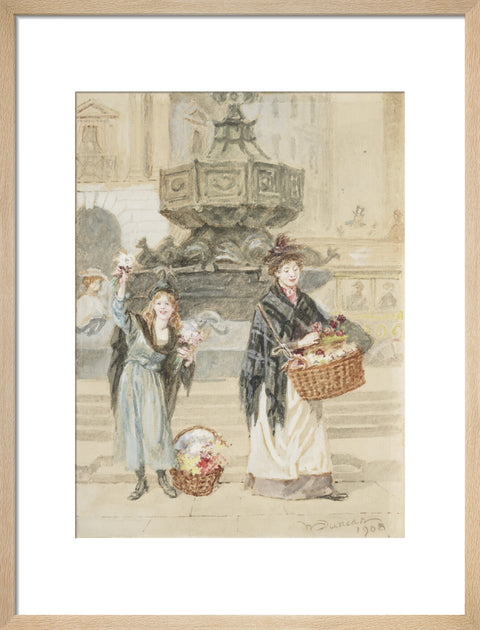 Flower Sellers, Piccadilly Circus, 1908 (Art print, Medium, Natural)