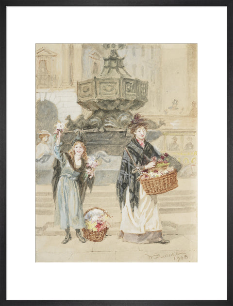 Flower Sellers, Piccadilly Circus, 1908 (Art print, Large, Black)