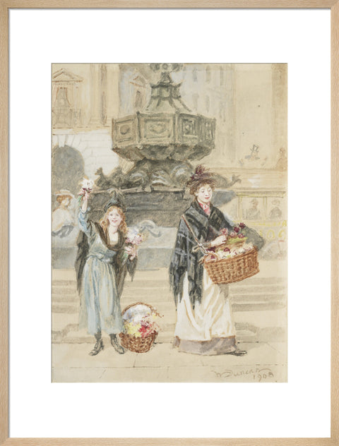 Flower Sellers, Piccadilly Circus, 1908 (Art print, Large, Natural)