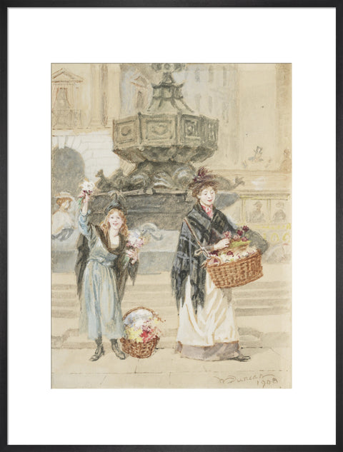 Flower Sellers, Piccadilly Circus, 1908 (Art print, Extra large, Black)
