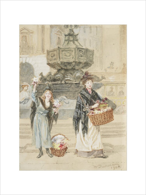 Flower Sellers, Piccadilly Circus, 1908 (Art print, Medium, unframed)