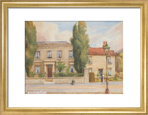 Charles Lamb''s Home, Chaseside - Enfield, Edmonton, between 1891-1899 (Art print, Small, Gold)