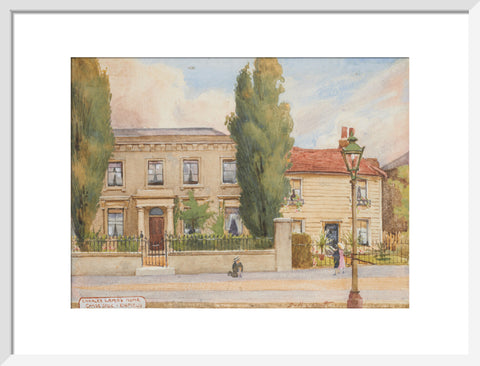 Charles Lamb''s Home, Chaseside - Enfield, Edmonton, between 1891-1899 (Art print, Medium, White)
