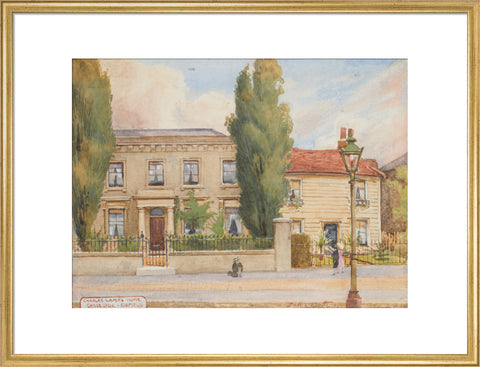 Charles Lamb''s Home, Chaseside - Enfield, Edmonton, between 1891-1899 (Art print, Large, Gold)