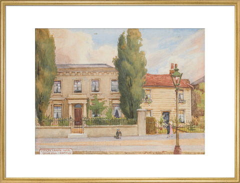 Charles Lamb''s Home, Chaseside - Enfield, Edmonton, between 1891-1899 (Art print, Extra large, Gold)