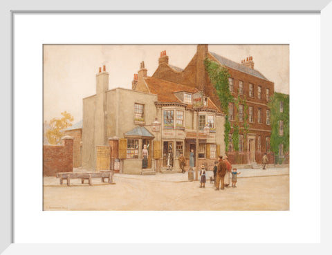The Red Cow Inn and Dr. Burney''s House, Hammersmith Road, 1897 (Art print, Small, White)