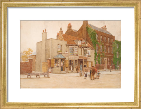 The Red Cow Inn and Dr. Burney''s House, Hammersmith Road, 1897 (Art print, Small, Gold)