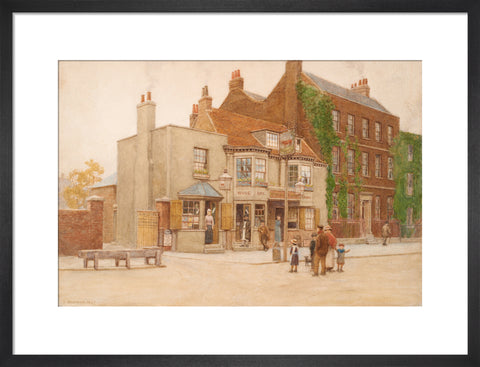 The Red Cow Inn and Dr. Burney''s House, Hammersmith Road, 1897 (Art print, Medium, Black)