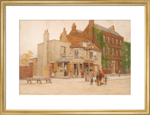 The Red Cow Inn and Dr. Burney''s House, Hammersmith Road, 1897 (Art print, Medium, Gold)