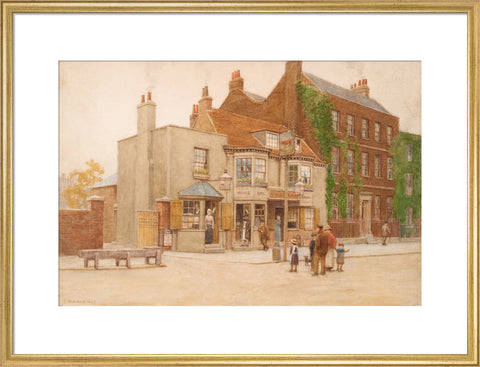 The Red Cow Inn and Dr. Burney''s House, Hammersmith Road, 1897 (Art print, Large, Gold)