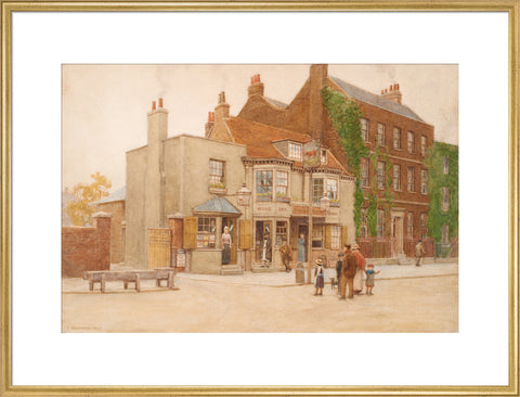 The Red Cow Inn and Dr. Burney''s House, Hammersmith Road, 1897 (Art print, Extra large, Gold)
