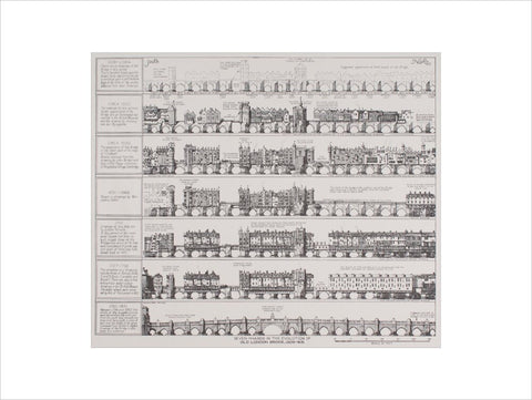 Seven Phases in the Evolution of Old London Bridge, 1209-1831 (Art print, Extra large, unframed)