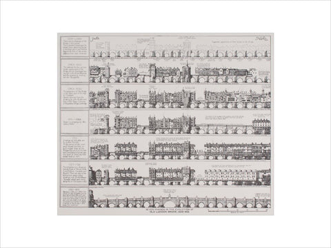 Seven Phases in the Evolution of Old London Bridge, 1209-1831 (Art print, Small, unframed)