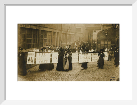 Suffragettes campaigning in South St Pancras during the General Election, January 1910.