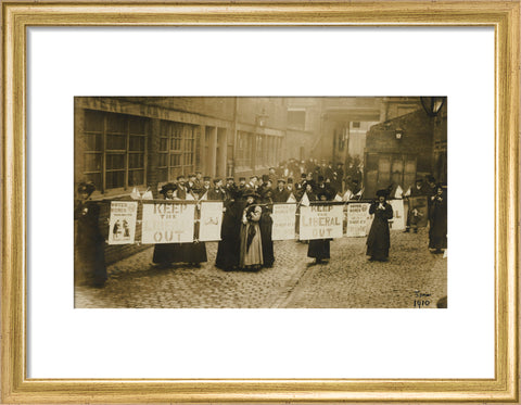 Suffragettes campaigning in South St Pancras during the General Election, January 1910.