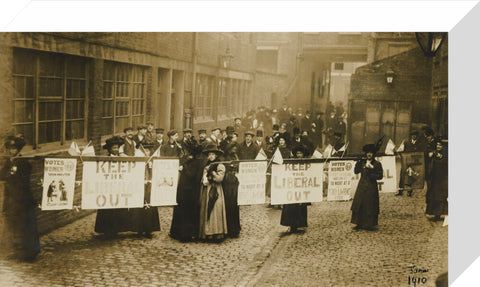 Suffragettes campaigning in South St Pancras during the General Election, January 1910.