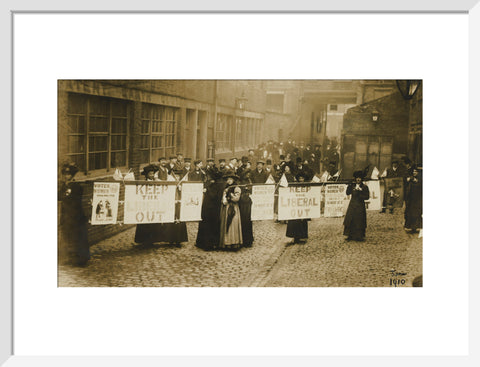 Suffragettes campaigning in South St Pancras during the General Election, January 1910.