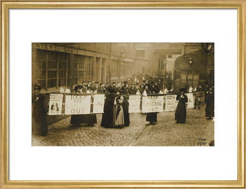 Suffragettes campaigning in South St Pancras during the General Election, January 1910.