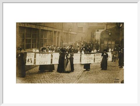 Suffragettes campaigning in South St Pancras during the General Election, January 1910.