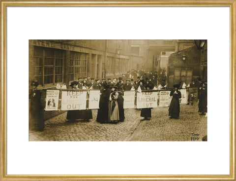 Suffragettes campaigning in South St Pancras during the General Election, January 1910.