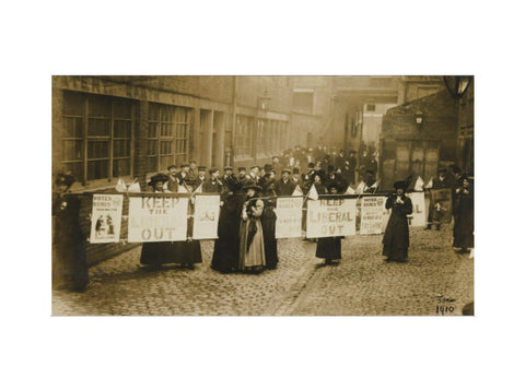 Suffragettes campaigning in South St Pancras during the General Election, January 1910.