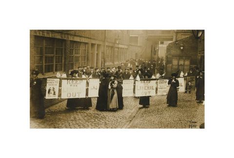 Suffragettes campaigning in South St Pancras during the General Election, January 1910.