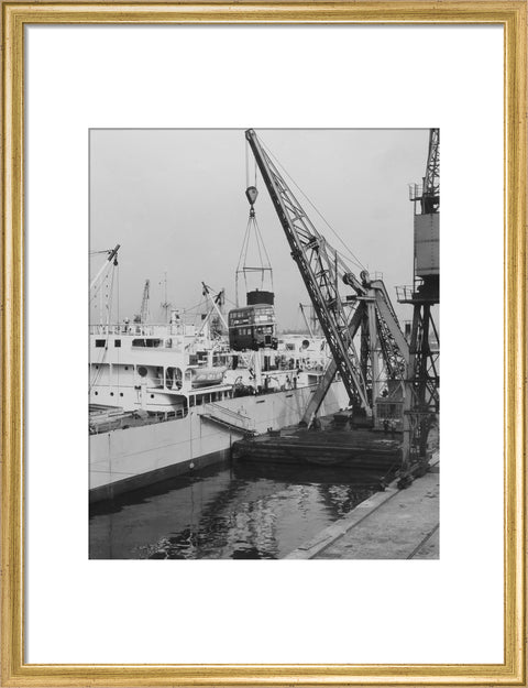 West India Docks 1958 London Bus being exported to Ceylon