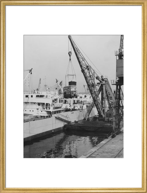 West India Docks 1958 London Bus being exported to Ceylon