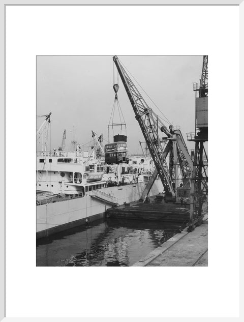 West India Docks 1958 London Bus being exported to Ceylon
