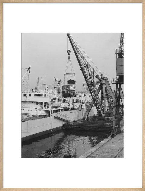 West India Docks 1958 London Bus being exported to Ceylon