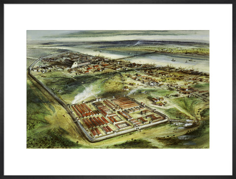 Reconstruction drawing of Londinium looking east