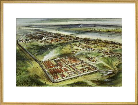 Reconstruction drawing of Londinium looking east
