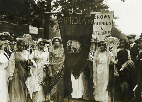 Photograph of Indian suffragettes on the Women's Coronation Procession 17 June 1911