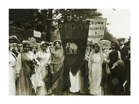 Photograph of Indian suffragettes on the Women's Coronation Procession 17 June 1911